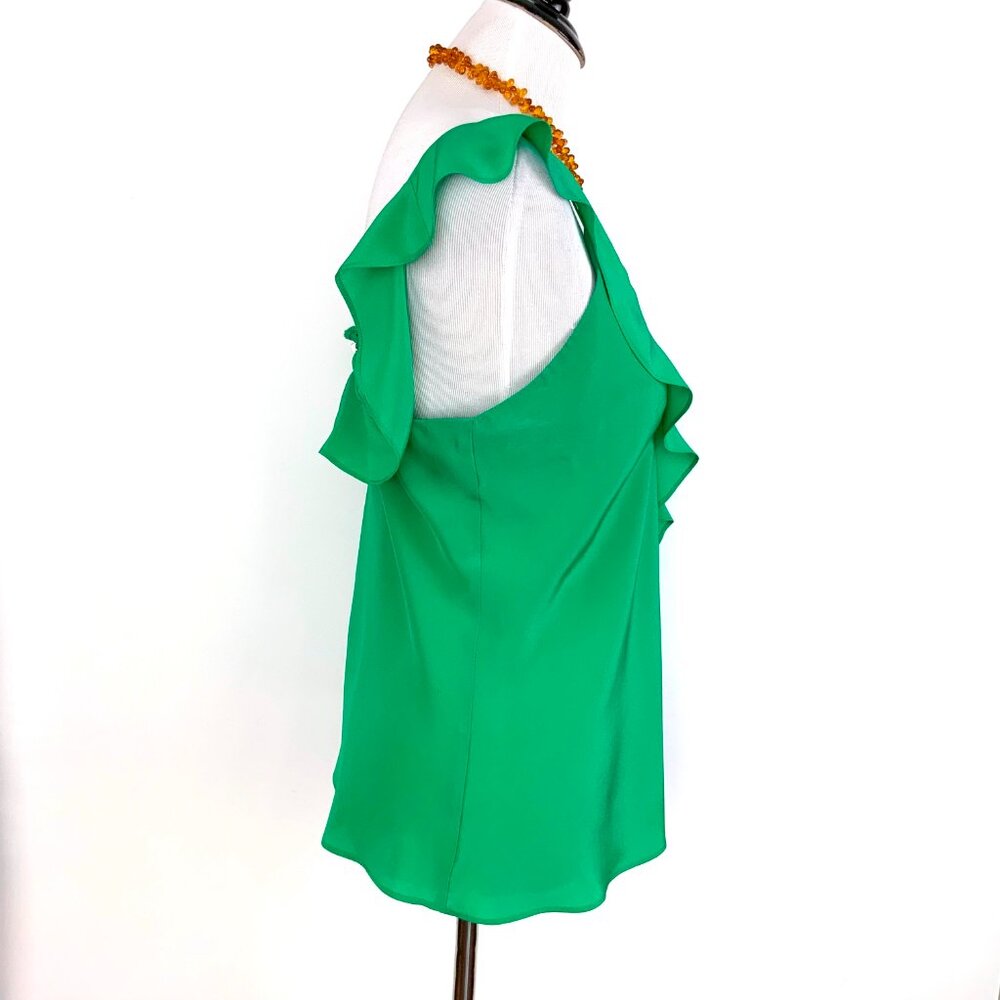 Amanda Uprichard Silk Ruffle Front Spaghetti Strap Cami Top Kelly Green Medium - Picture 8 of 16